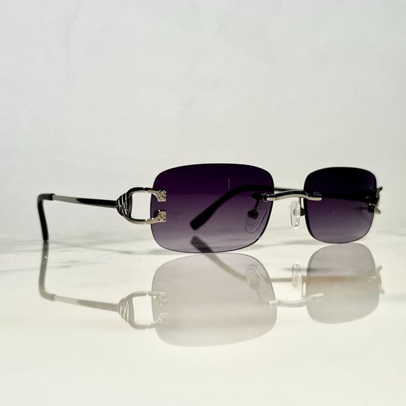 Bonano Venician Rimless Silver Frames Sunglasses Glasses Vintage Designer